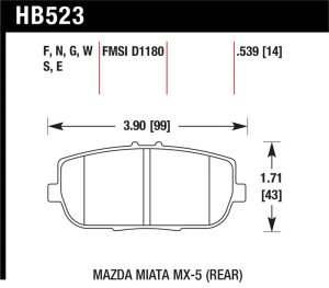 Mazda Mx-5 Brake Pads - Rear - Hawk Performance - HPS - `06-`10